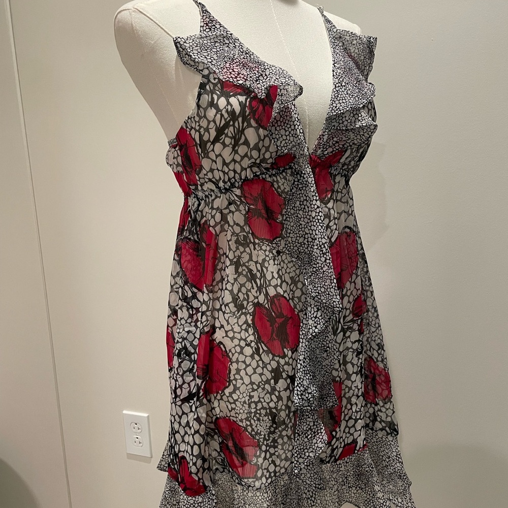 Floral Sleeveless Dress with Ruffle Details